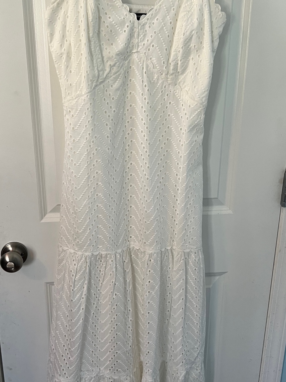 Aqua White Eyelet Maxi Dress